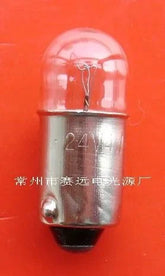 Miniature bulb 24v 4w Ba9s base with clear glass on orange background